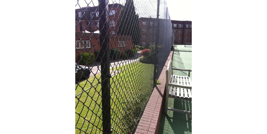 black chain link fence tennis court image